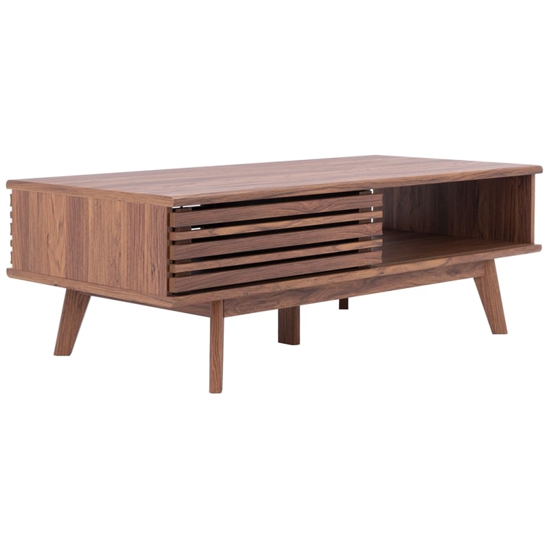 Safavieh Rori Wood and Metal 2 Door Coffee Table in Walnut
