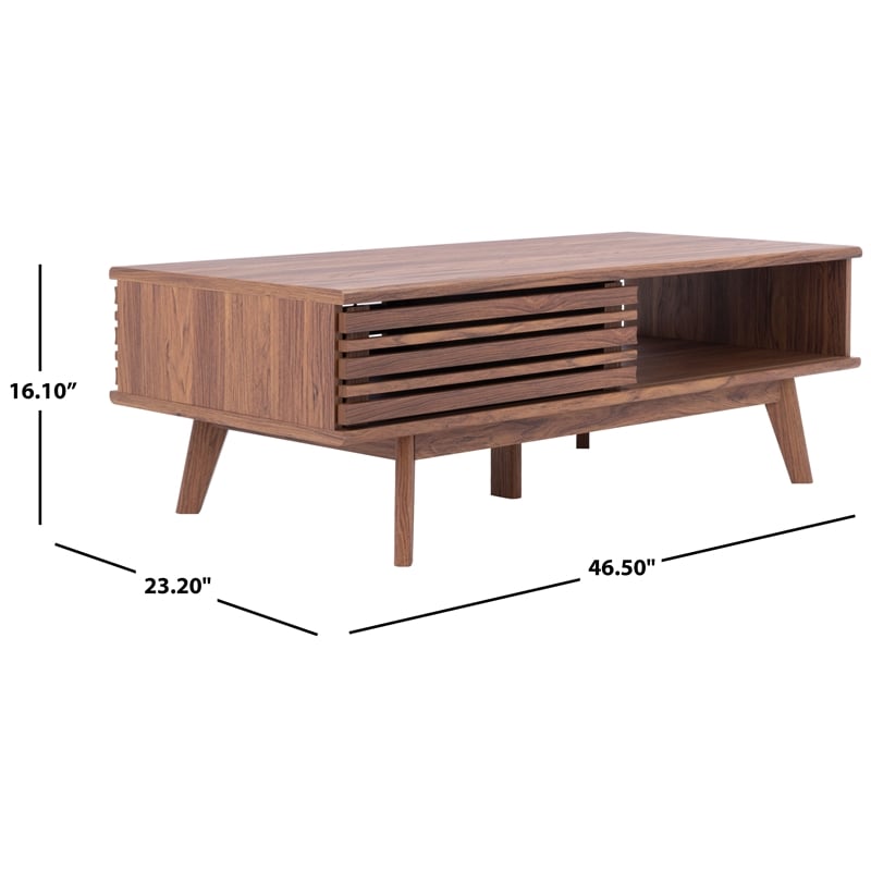 Safavieh Rori Wood and Metal 2 Door Coffee Table in Walnut