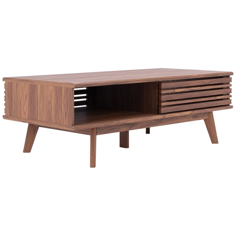 Safavieh Rori Wood and Metal 2 Door Coffee Table in Walnut