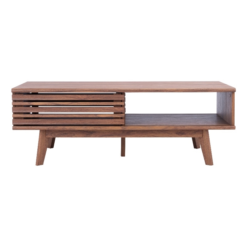Safavieh Rori Wood and Metal 2 Door Coffee Table in Walnut