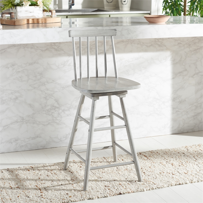 Safavieh Quai Wood Swivel Counter Stool  in Gray