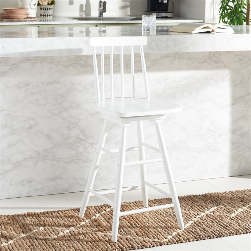 Safavieh Quai Wood Swivel Counter Stool  in White