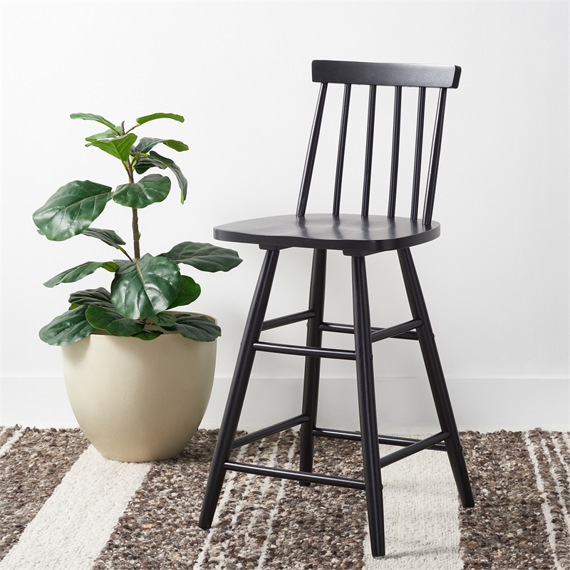 Safavieh May Wood Counter Stool in Black