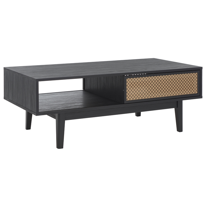 Safavieh Ceu Wood and Metal 2 Door Coffee Table in Black / Gold