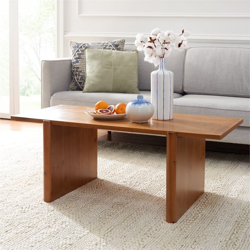 Safavieh Truman Wood Rectangle Coffee Table in Brown