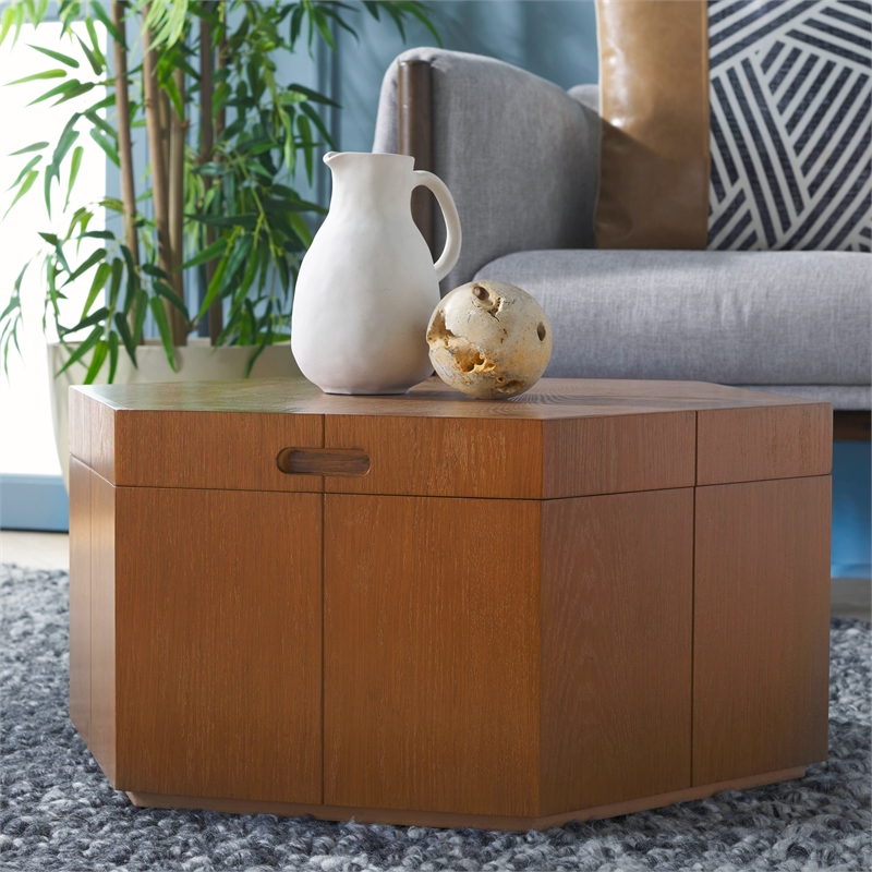 Safavieh Rafaela Hexagon Coffee Table Wood in Natural / Brown