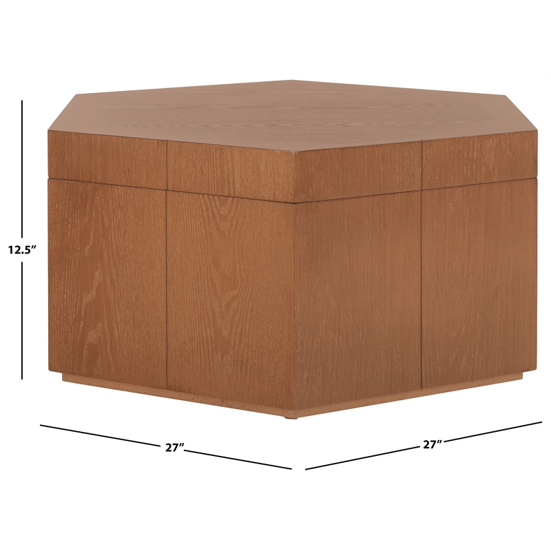 Safavieh Rafaela Hexagon Coffee Table Wood in Natural / Brown