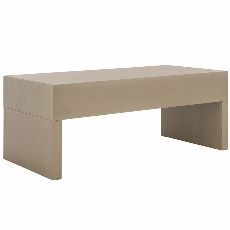 Safavieh Rune Pine Wood Coffee Table W/ Drawers in Gray / Beige