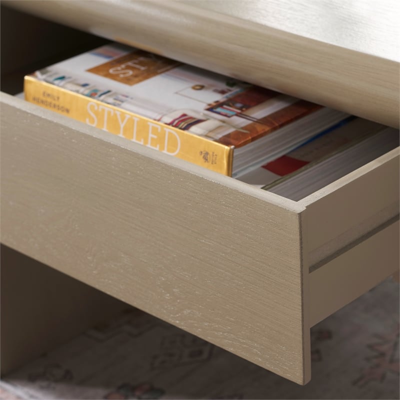 Safavieh Rune Pine Wood Coffee Table W/ Drawers in Gray / Beige