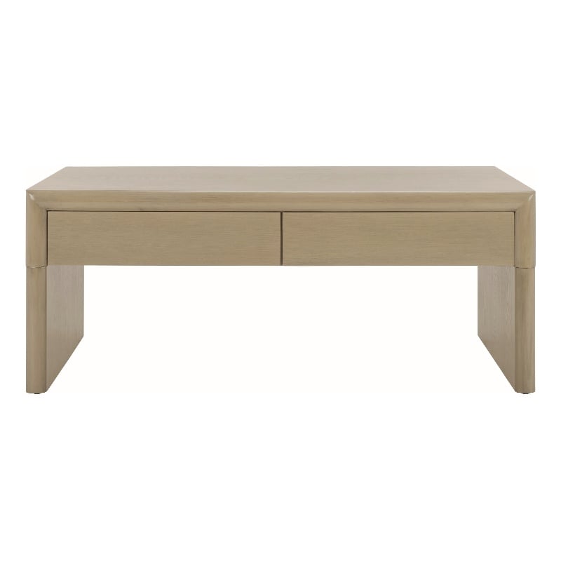 Safavieh Rune Pine Wood Coffee Table W/ Drawers in Gray / Beige