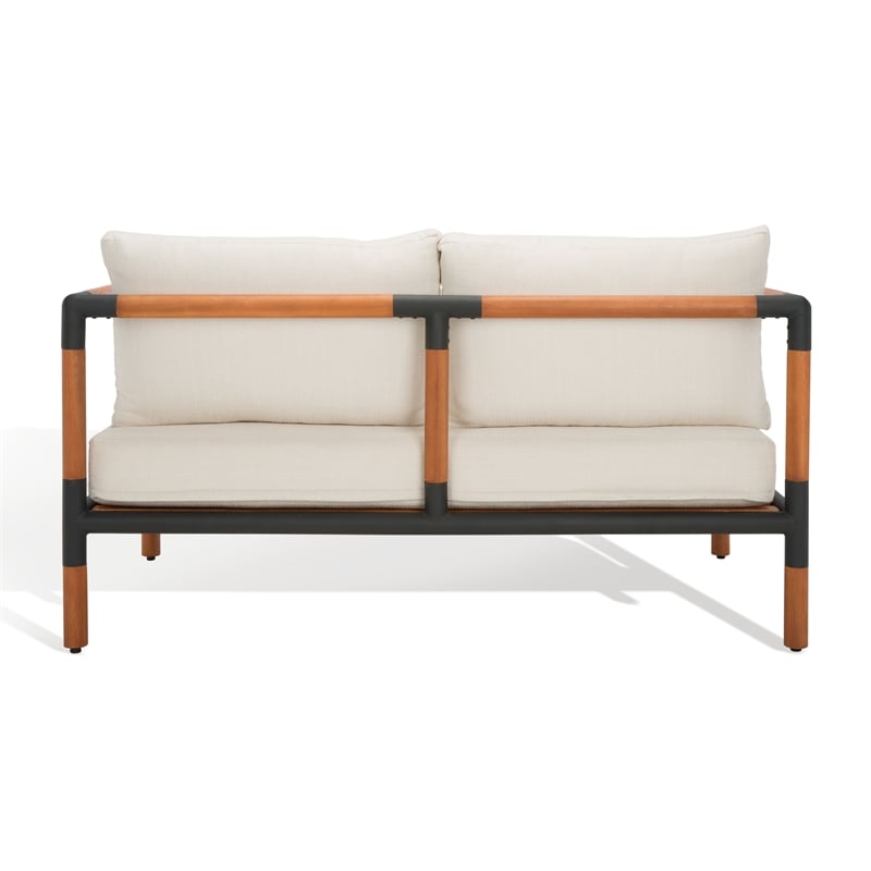 Safavieh Tommy Metal and Wood Patio Sofa in Black / White