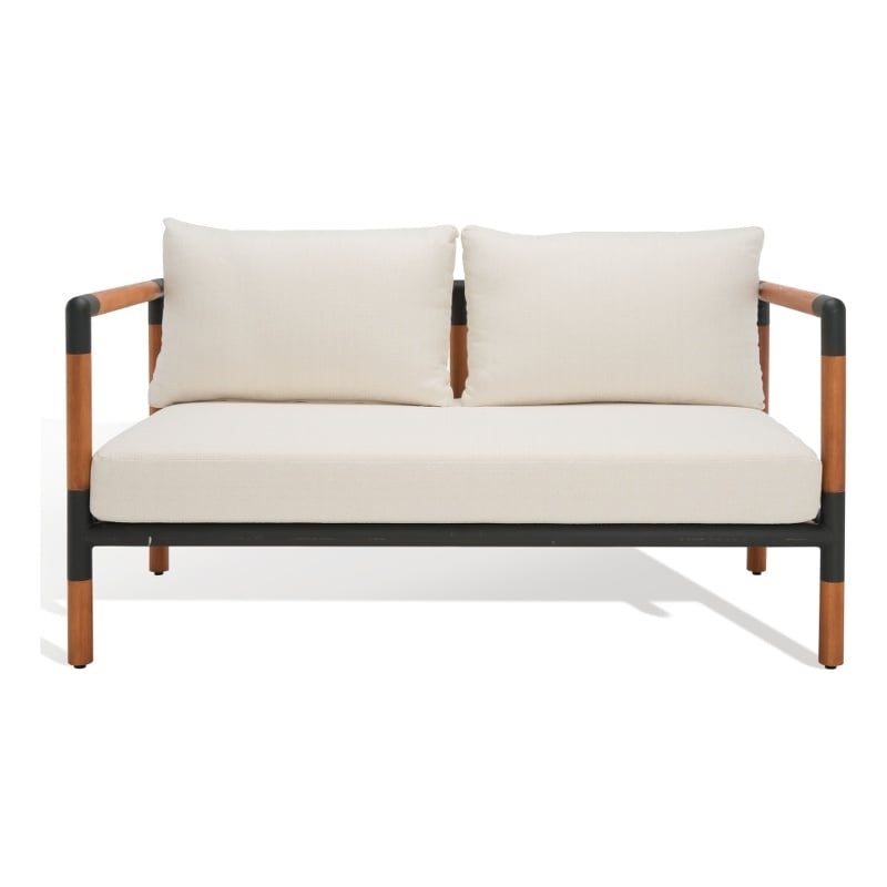 Safavieh Tommy Metal and Wood Patio Sofa in Black / White