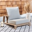 Safavieh Lanai Wood and Fabric  Patio Chair in Brown / Light Gray