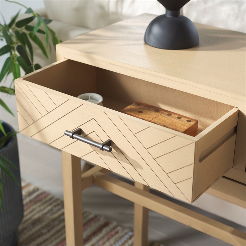 Safavieh Ajana Wood and Metal 2 Drawer Console Table  in Camel