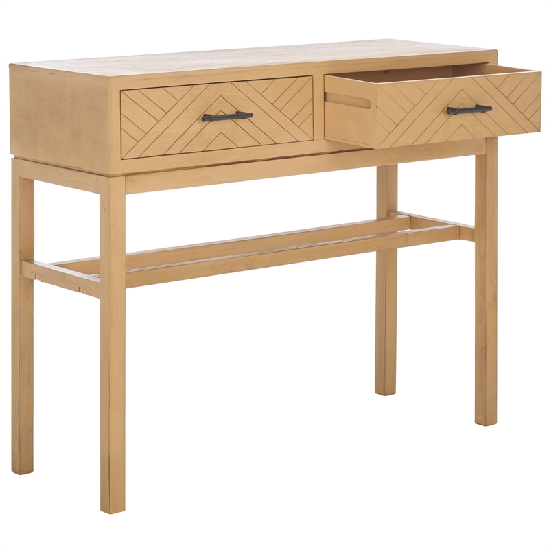 Safavieh Ajana Wood and Metal 2 Drawer Console Table  in Camel