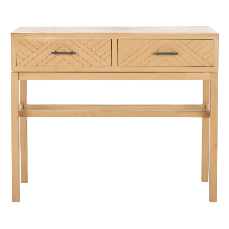 Safavieh Ajana Wood and Metal 2 Drawer Console Table  in Camel