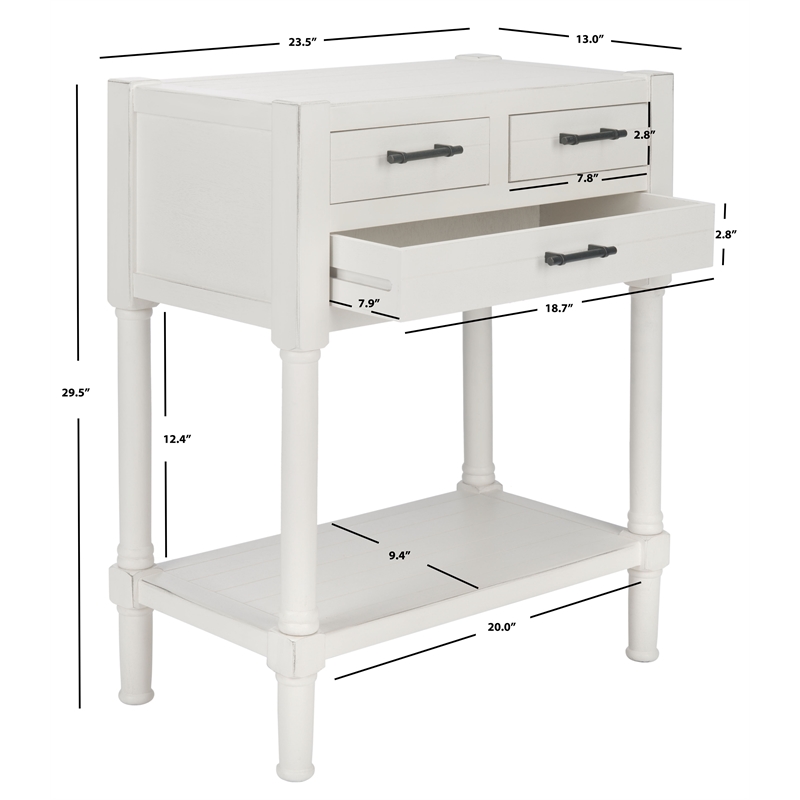 Safavieh Filbert Wood and Metal 3 Drawer Console Table Wood in White