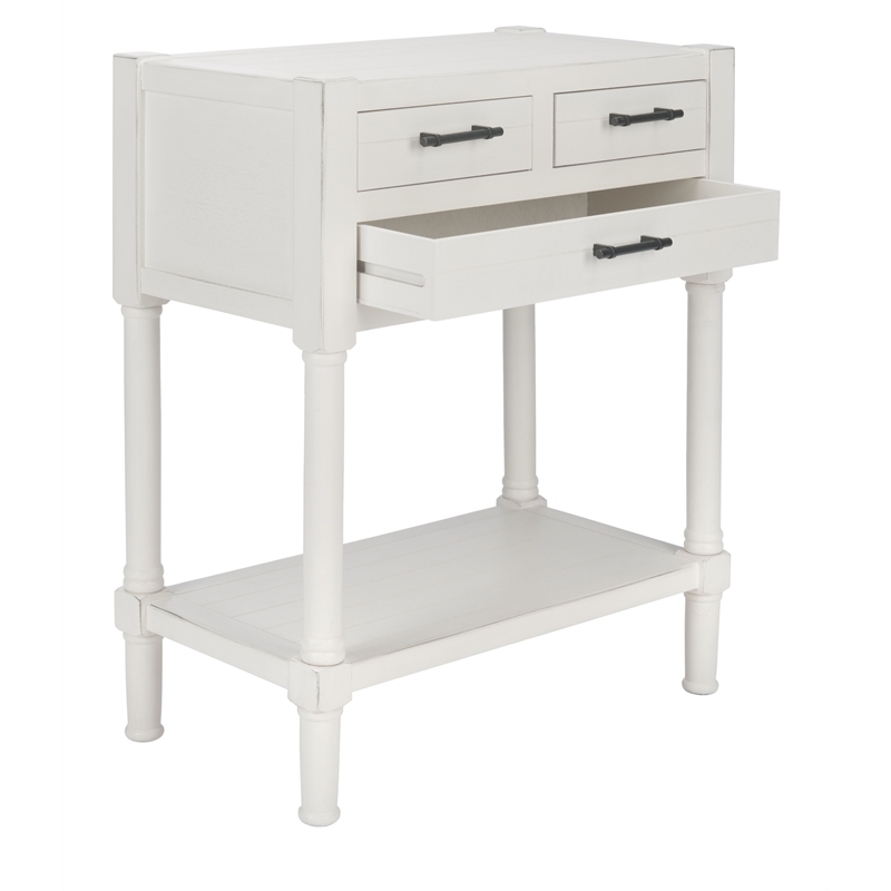 Safavieh Filbert Wood and Metal 3 Drawer Console Table Wood in White