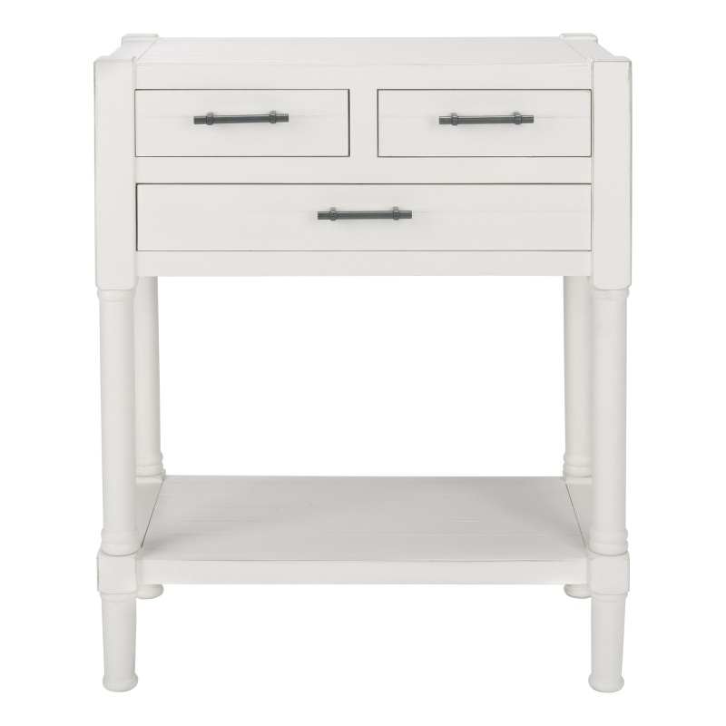 Safavieh Filbert Wood and Metal 3 Drawer Console Table Wood in White