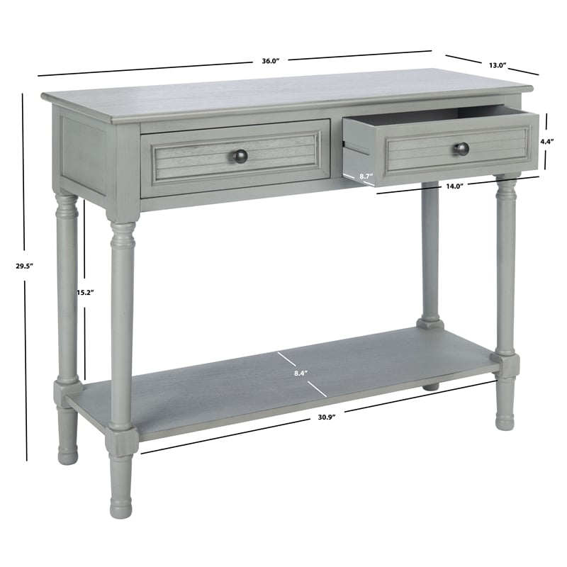 Safavieh Tate Wood and Metal 2 Drawer Console Table in Gray