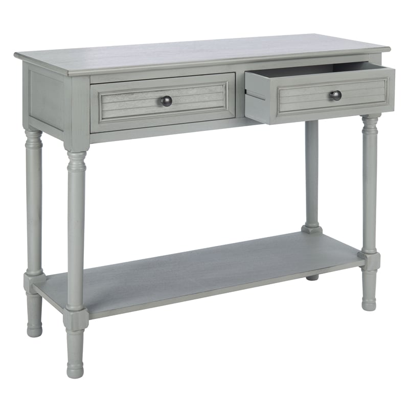 Safavieh Tate Wood and Metal 2 Drawer Console Table in Gray