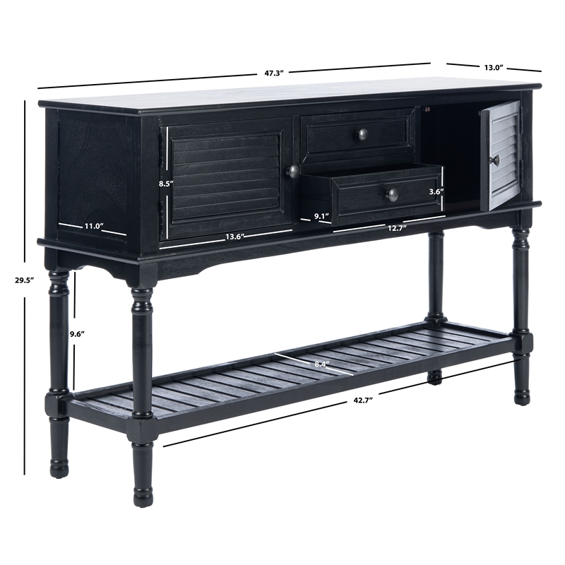 Safavieh Tate Wood and Metal 2 Drawer 2 Door Console Table in Black