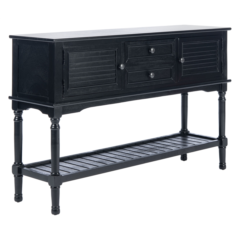 Safavieh Tate Wood and Metal 2 Drawer 2 Door Console Table in Black