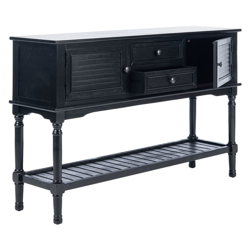 Safavieh Tate Wood and Metal 2 Drawer 2 Door Console Table in Black