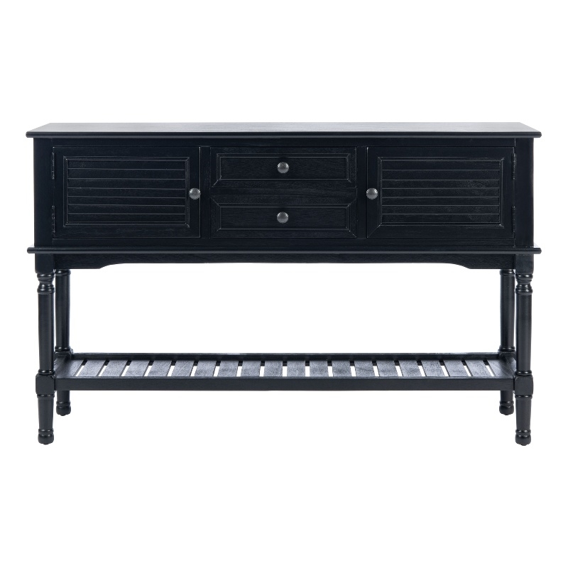 Safavieh Tate Wood and Metal 2 Drawer 2 Door Console Table in Black