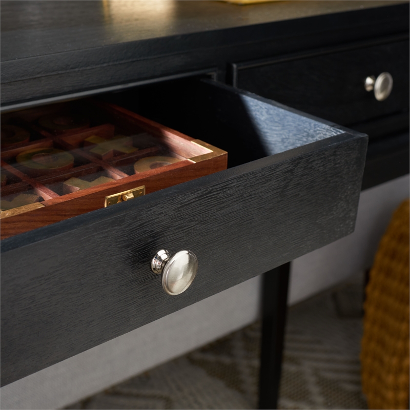 Safavieh Opal Wood  and Metal 2 Drawer Console Table in Black