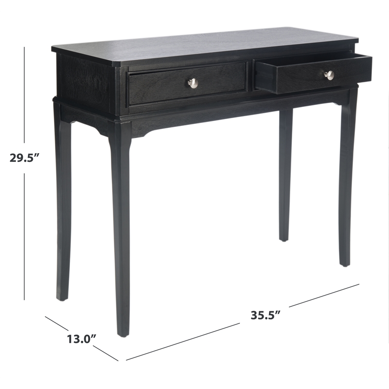 Safavieh Opal Wood  and Metal 2 Drawer Console Table in Black