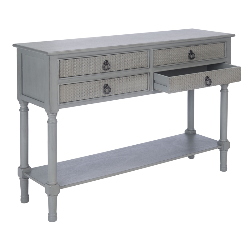 Safavieh Haines Wood and Metal 4  Drawer Console Table in Gray