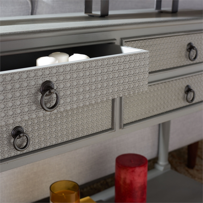 Safavieh Haines Wood and Metal 4  Drawer Console Table in Gray