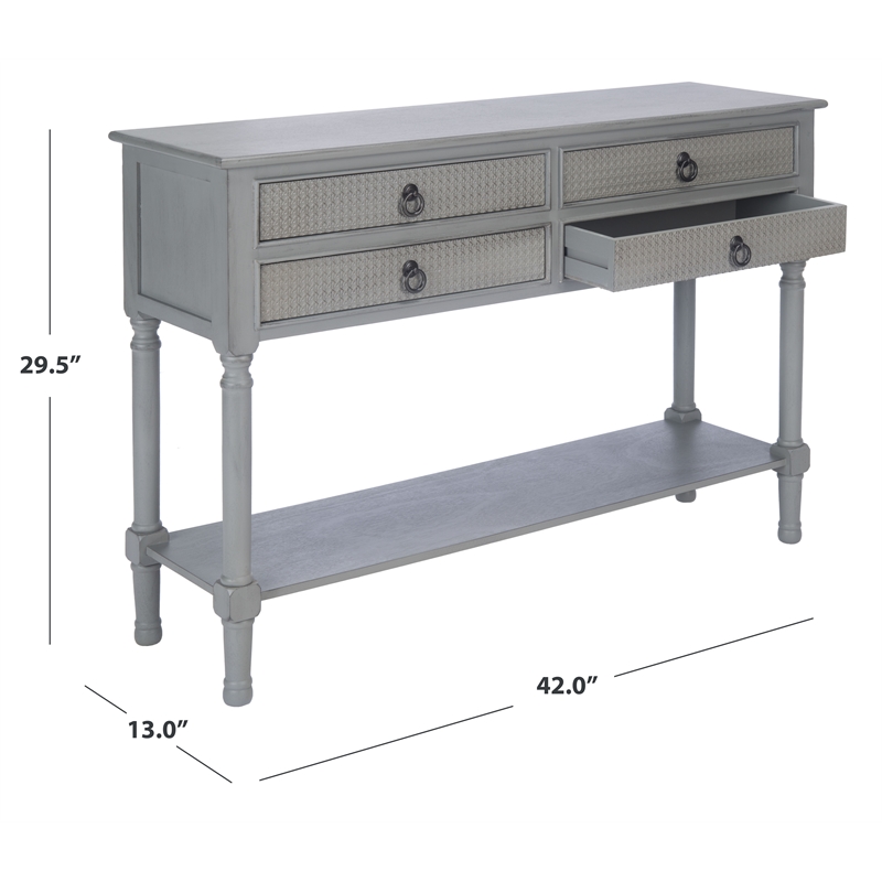 Safavieh Haines Wood and Metal 4  Drawer Console Table in Gray