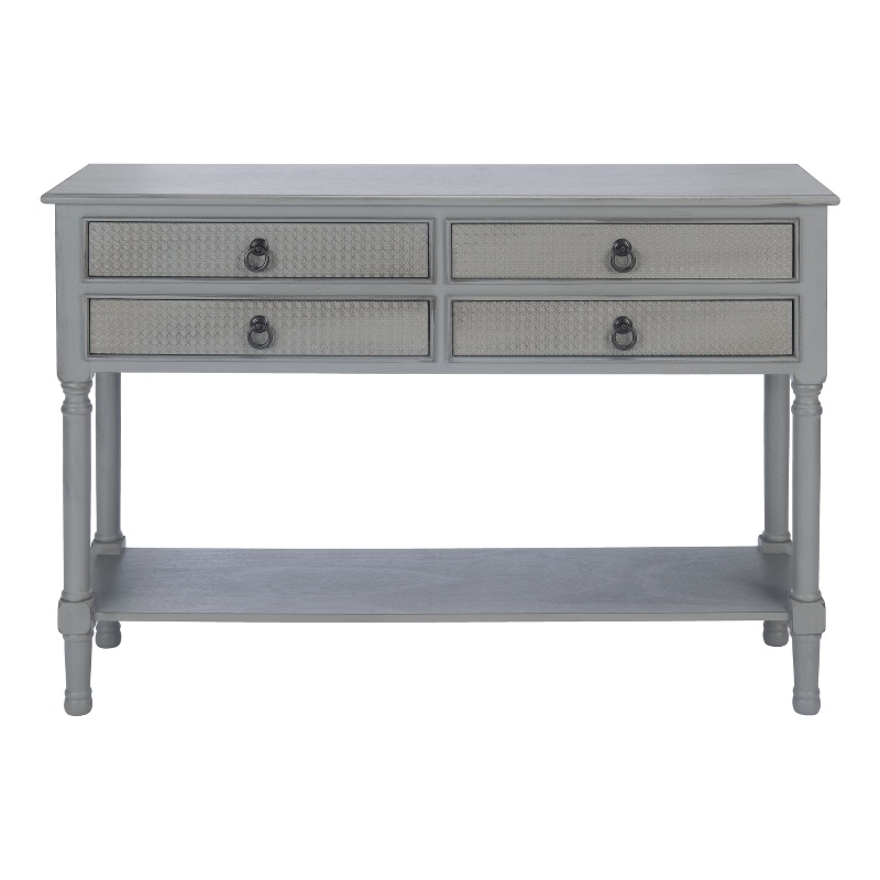 Safavieh Haines Wood and Metal 4  Drawer Console Table in Gray