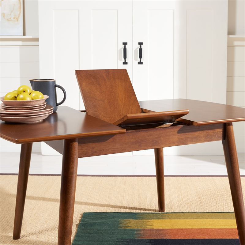 Safavieh Varda Wood Manual Extension Dining Table in Walnut
