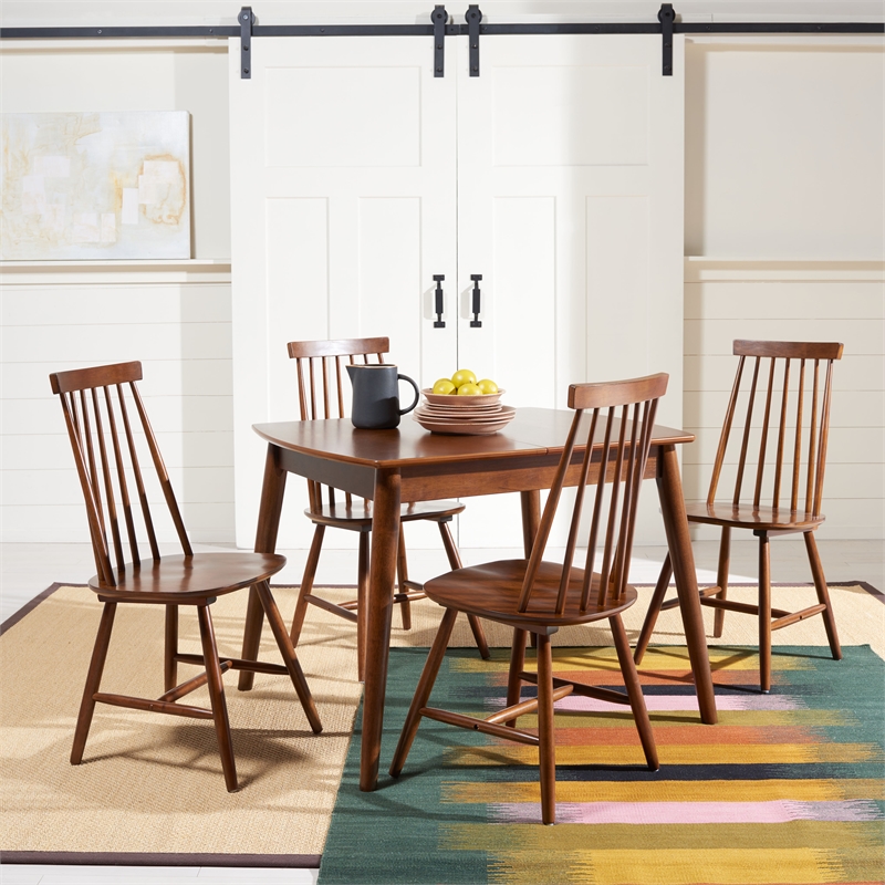 Safavieh Varda Wood Manual Extension Dining Table in Walnut