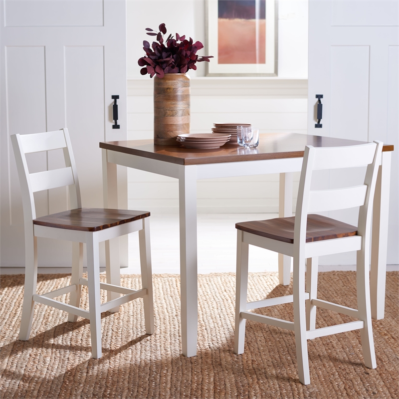 Safavieh Izzy  Wood Rectangle Counter Table in White / Natural