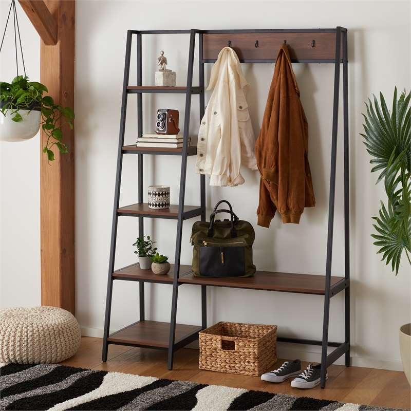 Safavieh Akasha Etagere Wood and Iron in Walnut / Black