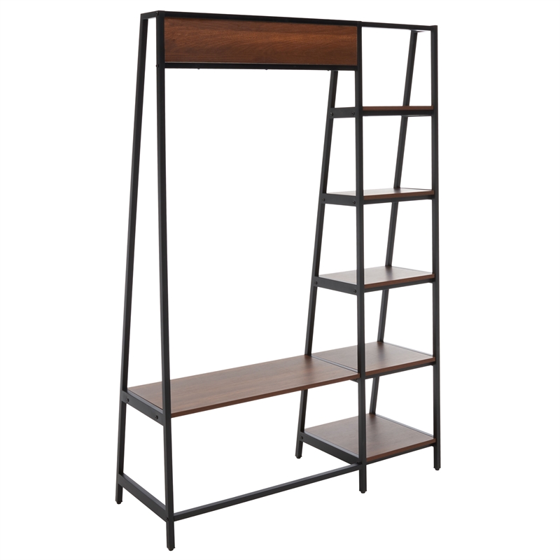 Safavieh Akasha Etagere Wood and Iron in Walnut / Black