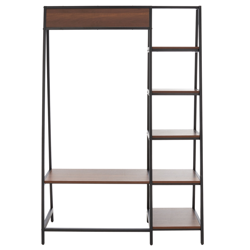 Safavieh Akasha Etagere Wood and Iron in Walnut / Black