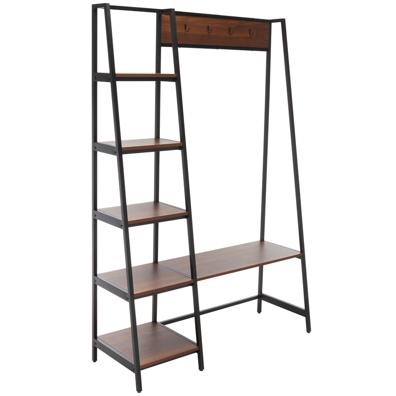 Safavieh Akasha Etagere Wood and Iron in Walnut / Black