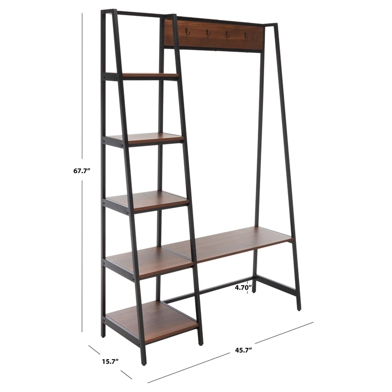 Safavieh Akasha Etagere Wood and Iron in Walnut / Black
