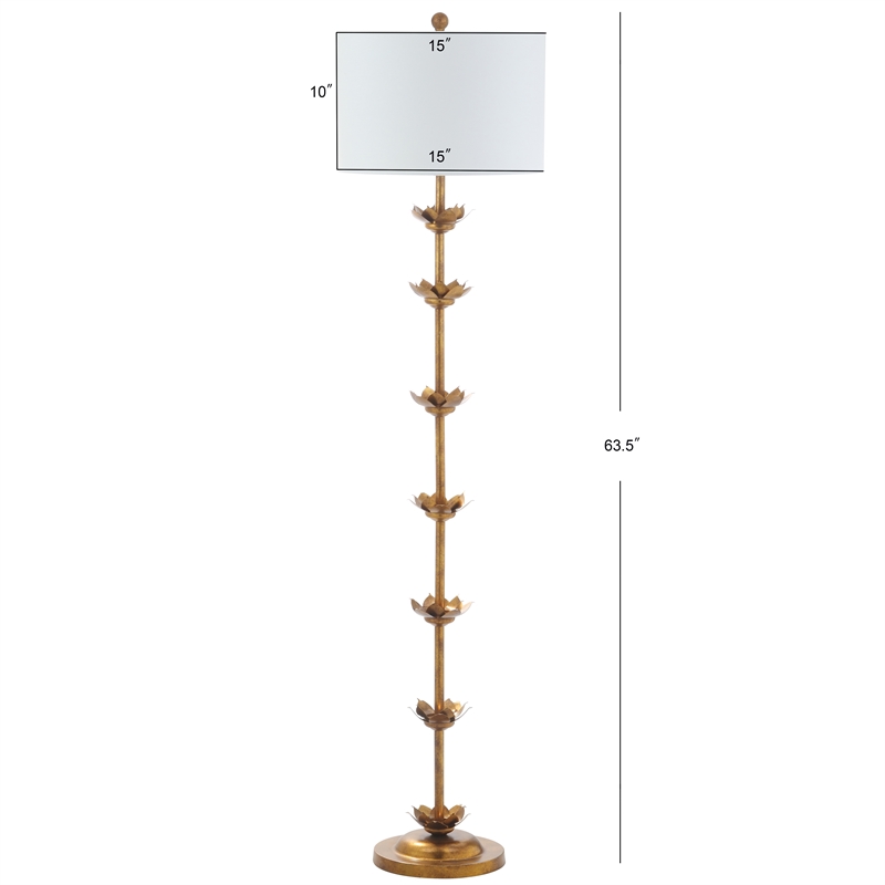 Safavieh Landen Metal and Cotton Leaf Floor Lamp in  Gold