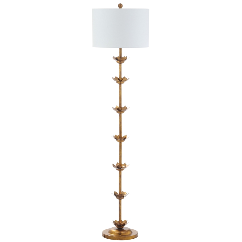 Safavieh Landen Metal and Cotton Leaf Floor Lamp in  Gold