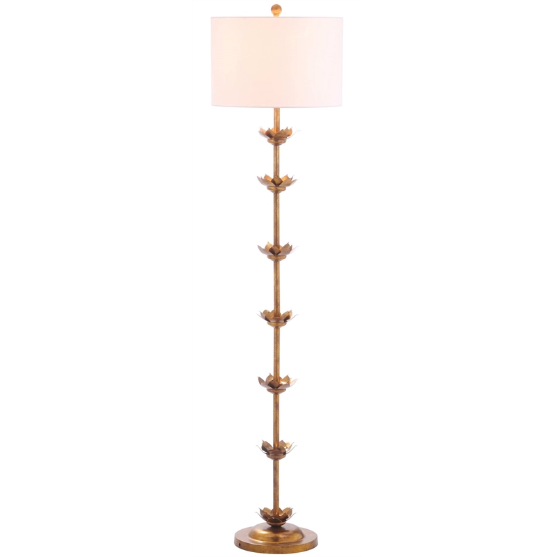 Safavieh Landen Metal and Cotton Leaf Floor Lamp in  Gold
