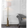 Safavieh Ambrosio Metal and Glass Floor Lamp Side Table in Brass