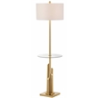 Safavieh Ambrosio Metal and Glass Floor Lamp Side Table in Brass