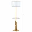 Safavieh Ambrosio Metal and Glass Floor Lamp Side Table in Brass