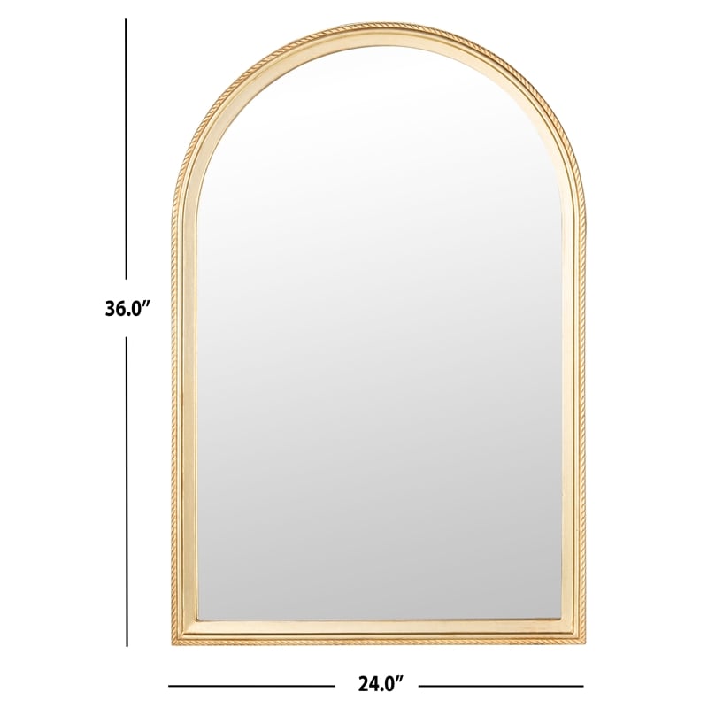 Safavieh Lensi Wood and Glass Mirror in Gold